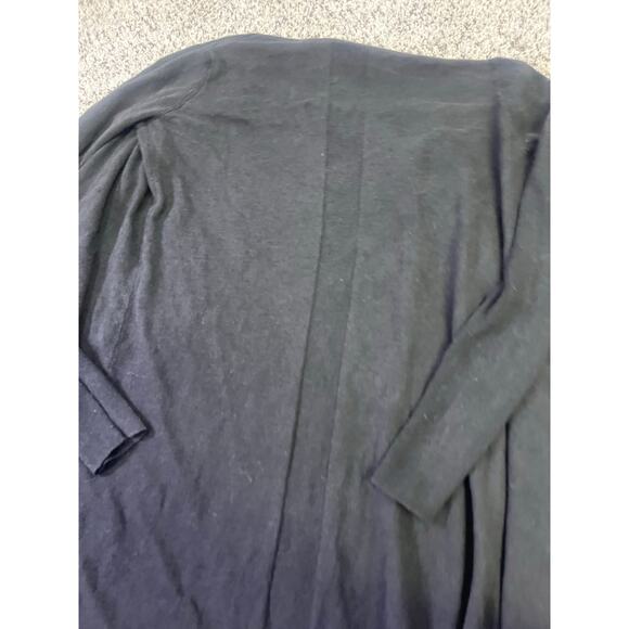 Core Knit Silk/Wool Cardigan Open Drapey Hem Duster Size XS, Quiet Luxury Black - Picture 9 of 11
